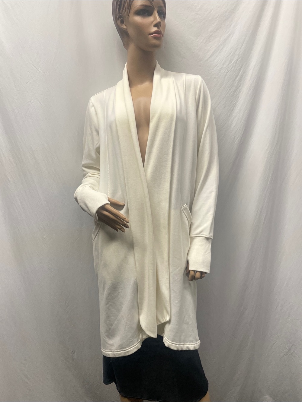 90 Degree Women's Cream Draped Open Front Cardigan